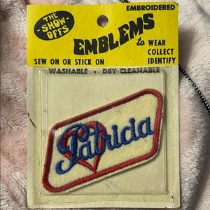 Emblems Patch 'The Show Offs' vintage 70s name Patricia